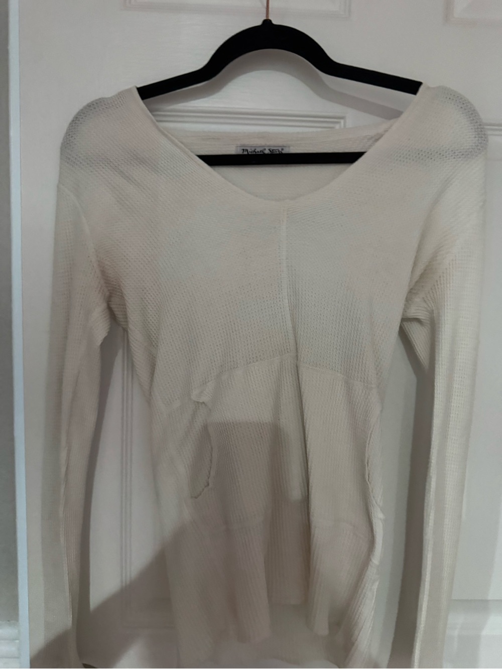 Michael Stars Cream Knit V-Neck Sweater